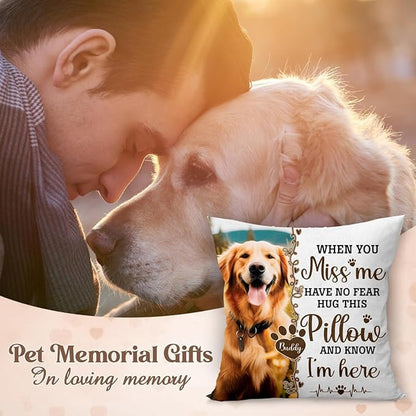 Custom Pet Memorial Throw Pillow (Insert Included) - Dog Photo Gifts for Loss, Customized Pillowcase, Pet Pillows