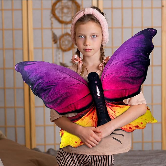 Butterfly Decorations Pillow Decorative Throw-Pillow Stuffed Animal Plush Gifts for Women Decor for Room Home Garden 24.4" x 16.5"