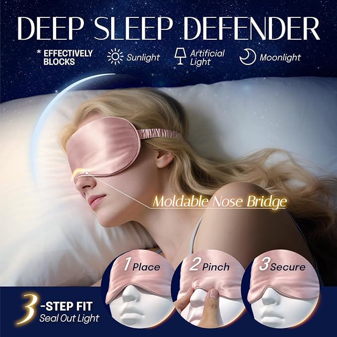 OLESILK Silk Sleep Eye Mask Blindfold with Double Layer Silk Filling for Full Night's Sleep, Luxury Eye Cover Eyeshade for Women Men with Travel Bag and Ear Plugs, Taupe
