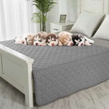 CHHKON Dog Blankets for Couch Protection Waterproof Dog Bed Covers Pet Blanket Furniture Protector (Grey+Beige, 82"x120")