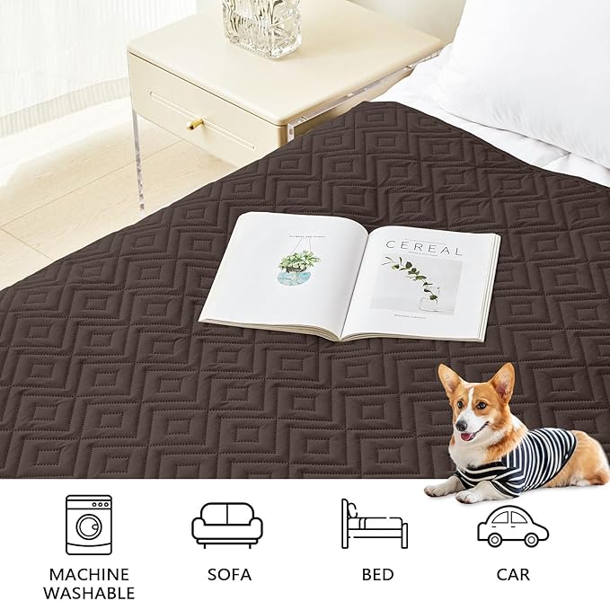 hyha Waterproof Dog Blanket, Soft Dog Bed Cover Pet Blankets, Waterproof Sofa Couch Cover for Dogs Washable, Reversible Pet Couch Covers for Sofa Furniture (68x82 Inch, Chocolate/Beige)