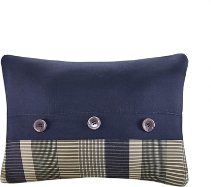 Intelligent Design Robbie 7-Piece Twin Comforter Set – Lightweight All-Season Plaid Bedding, Navy/Tan, Cozy Bed-in-a-Bag with Matching Shams & Decorative Pillow, Modern Casual Style