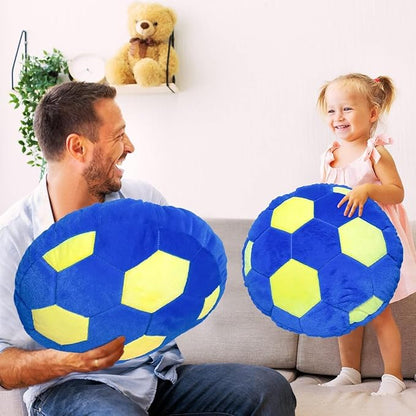 Dark Blue Fluffy Soccer Ball Pillow, 15.7 Inches Soft Decorative Throw Pillow for Bedroom Decorations Perfect for Soccer Themed Room Decor Valentines Day Gifts