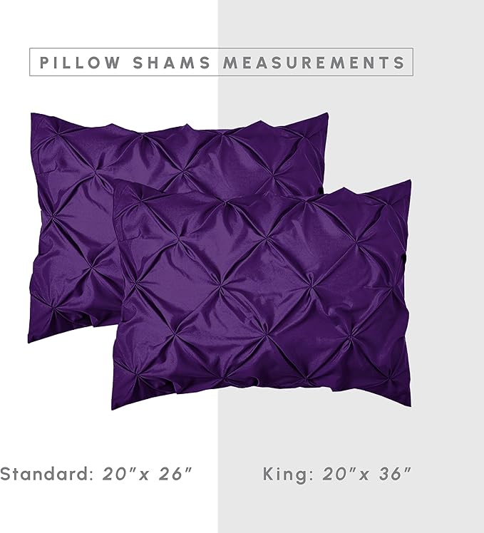 Elegant Comfort 8-Piece Pinch Pleated Comforter Set - All Season Complete Bed in a Bag, Includes 4pc Smart Sheet Set, Bed Skirt, Comforter, Matching Pillowcases and Shams, King/Cal King, Purple
