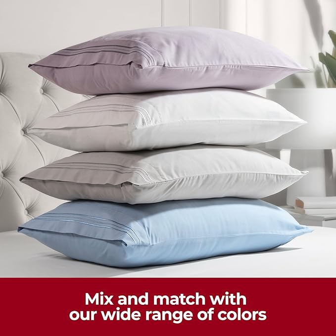 Mellanni Pillow Cases - Luxury, Extra Soft, Cooling Pillow Covers - 12 PC Iconic Collection Pillowcases - Envelope Closure(King 20" x 40", White)