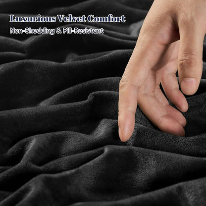 PHF Double-Sided Velvet Comforter Set King Size, 5 Piece Soft Luxury Winter Warm Bedding Sets, Modern Bed in A Bag Including 1 Cozy Comforter, 2 Pillow Shams, 2 Euro Shams for Home Decor, Black