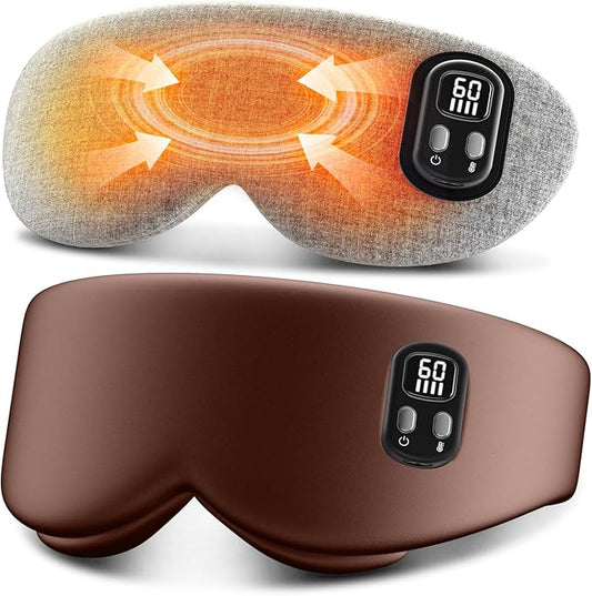 Anydance Heated Eye Mask - Cordless Eye Mask for Dry Eyes, Eye Relief, Improved Sleep, Timed Shutdown, 4 Temperature, Washable Eye Heating Pad for Travel, Removable for Cleaning - Brown