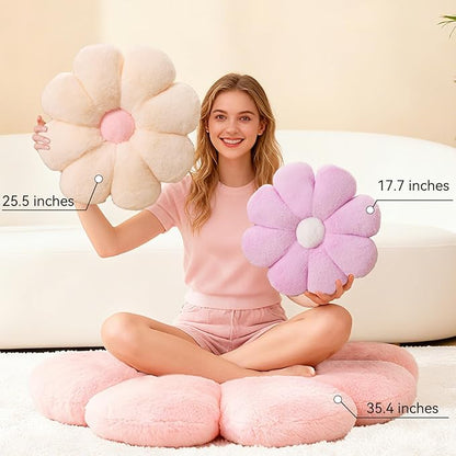 FIONOUT Pink Flower Pillow, 25.5In Flower Shaped Pillow Decorative Throw Pillows, Cute Pink Daisy Pillow,Floor Pillows for Sitting, Room Decor & Plush Pillow for Bedroom Couch Chair (65CM Pink)