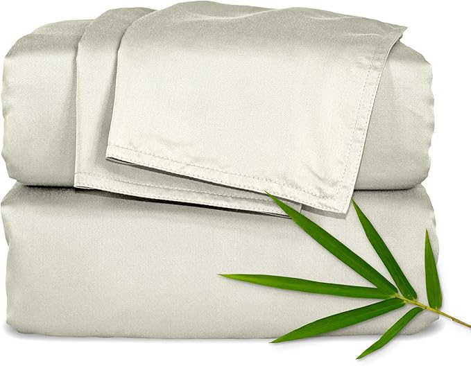 Pure Bamboo Twin XL Sheets, Genuine 100% Organic Viscose Derived from Bamboo Bed Sheet Set, Luxuriously Soft & Cooling, Double Stitching, 2 Year Quality Promise (Twin XL, Birch)