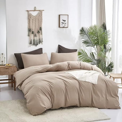 Wellboo Khaki Comforter Set Twin Size Cream Coffee Bedding Sets Dark Champagne Bed Quilts Solid Taupe Quilts Women Men Modern Oatmeal Brown Blankets Cream Khaki Comforters Plain Tan Taupe Color Bed