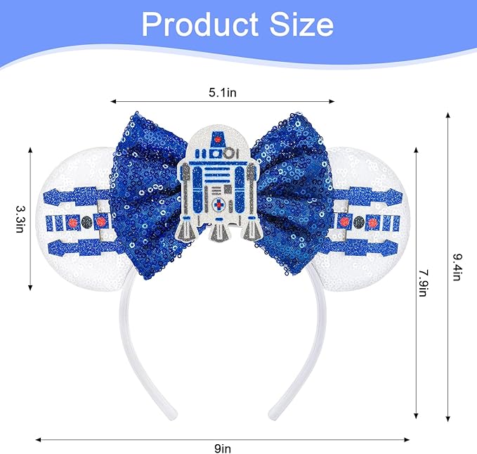 Mouse Ear Headbands,Sparkle Mouse Ears Headband for Boy Men Cartoon Princess Costume Cosplay Decoration (Darth Vader)