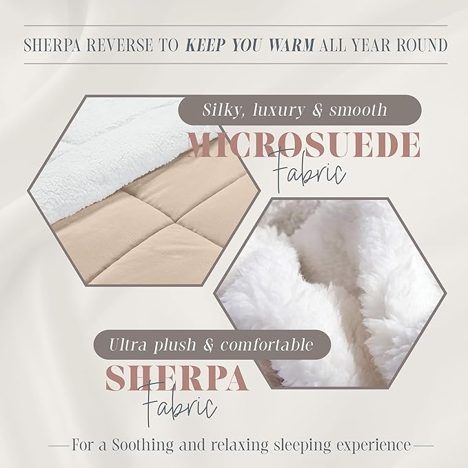 Elegant Comfort Super Soft Sherpa Comforter 2-Piece Set Premium Quality, Heavy Weight Reversible Down Alternative Micro-Suede, Sherpa Comforter, Twin XL, Taupe