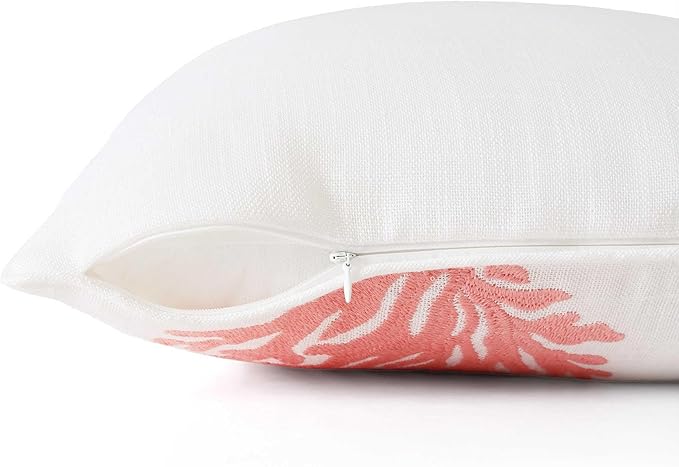 Tommy Bahama Throw Pillow Soft Cotton with Zipper Closure, Tropical Design, Ideal for Bed or Couch, 20" x 20", Coral Island Orange