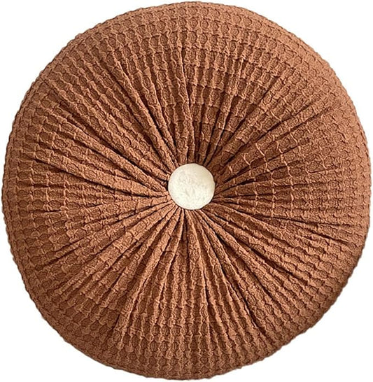 S_SSOY Round Throw Pillow for Couch Decorative 13"X13" Pumpkin Round Velvet Cushion for Sofa Bed Chair Floor Car Decorative (Coffee)