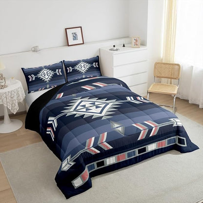 Erosebridal Southwestern Tribal Bedding Sets Toddler American Native Western Comforter Set for Boys Teen Adults Men,Boho Aztec Quilt Comforter Rustic Farmhouse Bed Set Cabin Lodge Decor 1 Pillow Case