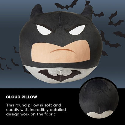 Northwest Batman Cloud Pillow – Warner Brothers DC Comics, Grey Detective Design – Ultra Soft Plush Pillow for Bed, Couch, or Decor