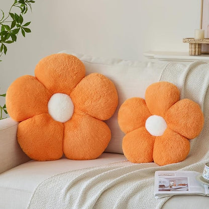 Zlgkjk Flower Pillows, Decorative Throw Pillow with Soft Plush for Couch Bed, Cute Daisy Pillow Cushion Home Decor Floral Throw Pillow (Orange, 14.9 Inches)