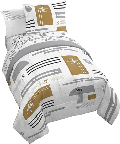 Jay Franco Comforter Set Includes Sheets and Pillow Covers - Soft and Cozy Bed Set for Stylish Room Decor, White - Star Wars, 5 Piece Twin Bedding