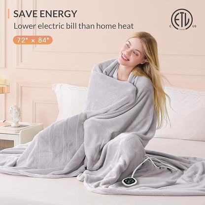 HOMLYNS LuxeHeat Heated Blanket Electric Blanket Full Size, Soft Flannel Sherpa Heating Blanket with 10 Heat Settings, 1-10 hrs Timer Auto Shut Off (72x84 inches, Taupe)