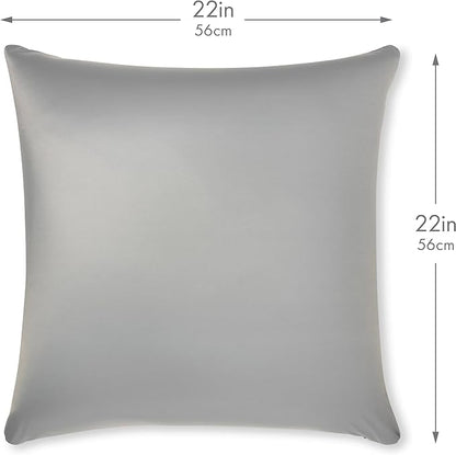 PILLOWY 22" x 22" Throw Pillow - Light Grey: 1 PCS Luxurious Premium Microbead Pillow with 85/15 Nylon/Spandex Fabric. Forever Fluffy, Outstanding Beauty & Support. Silky, Soft & Beyond Comfortable