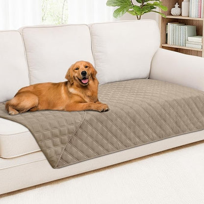 Smiry Waterproof Dog Bed Cover Pet Blanket, Soft Washable Dog Blanket for Furniture Bed Couch Sofa Reversible, Checkered (40"x80", Taupe/Taupe)