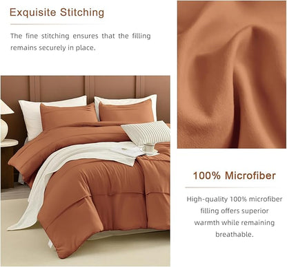 Masaca Oversized King Comforter 128x120,Pinch Pleat Pumpkin Bedding Comforter Set,3Pcs Ultra Soft Fluffy Extra Large King Comforter Set for All Season