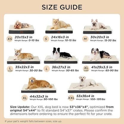 Bedsure XL Dog Bed for Crate - Large Comfy Flat Pet Beds with Removable Washable Cover, Orthopedic Egg Crate Foam Crate Mat, Suitable for Pet Up to 90 lbs