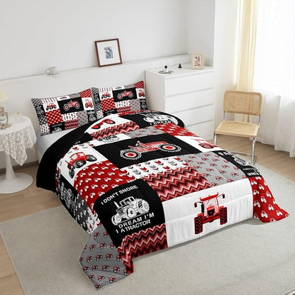 Feelyou Cartoon Tractor Comforter Set Farm Tractor Down Duvet for Kids Boys Toddler Vehicle Truck Bedding Set Harvester Excavator Comforter 1 Comforter Set with 2 Pillowcases Full Size