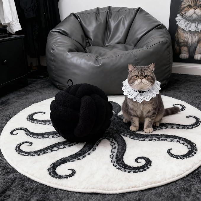 Knot Pillow Ball Plush - Decorative Throw Pillows for Bed Relieve Stress, Round Knot Cushion for Sofa Decor Pet Toy, Black 8 inch
