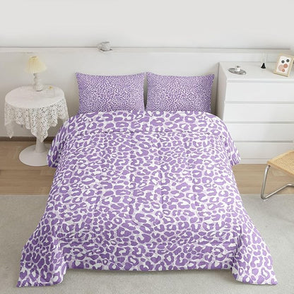 Erosebridal Purple Cheetah Print Comforter for Kids Boys Girls,Leopard Print Toddler Bedding Set,Farmhouse Animal Skin Duvet Insert,Modern Aesthetic Quilt Bedroom Decor