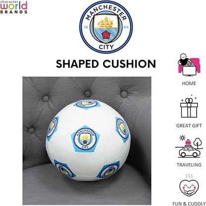 Character World Manchester City FC 3D Soccer Cushion | Fluffy Stuffed Toy Soccer Ball