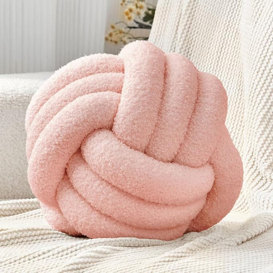 Petrella Knot Pillow Ball Round Throw Pillows Home Decor Cushion Decorative Aesthetic Throw Pillows，Lambswool Pink 11inch