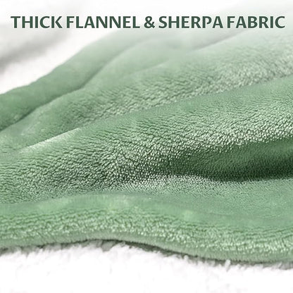 Reaks Heated Blanket Throw, 50×60 Inches, Fast Heating Blanket 10 Heat & 9 Timer Settings, Electric Blanket Soft Flannel Sherpa, Automatic Power Off Function, ETL & FCC, Machine Washable, Green