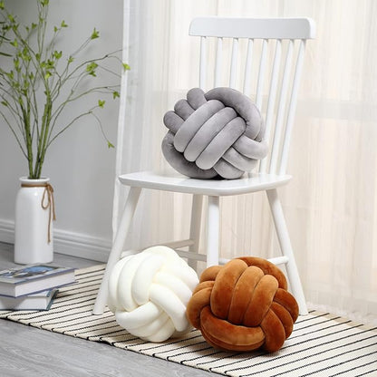 Petrella Knot Pillow Ball Round Throw Pillows Home Decor Cushion Decorative Aesthetic Throw Pillows，Light Gray 13inch