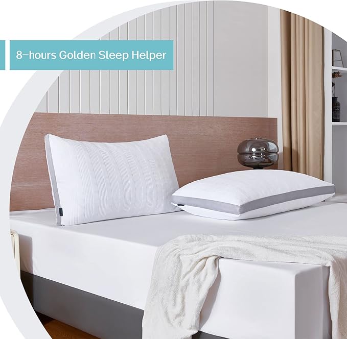 Meoflaw Cooling King Size Bed Pillows, Shredded Memory Foam Support for Back & Side Sleepers, Adjustable with Washable Removable Cover