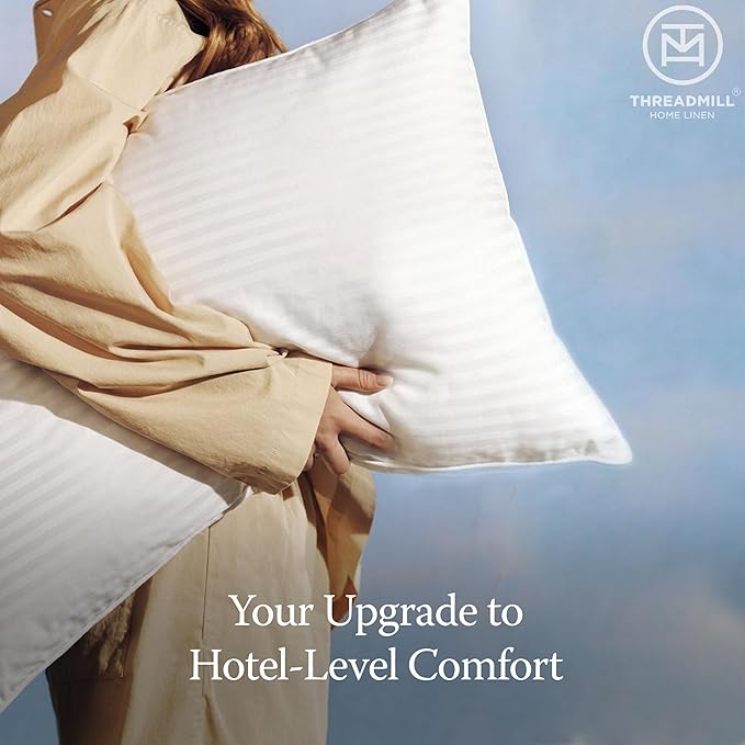 Threadmill Bed Pillows Queen Size Set of 2 | Soft Down Alternative Cooling Bed Pillow for Sleeping | Soft Pillows for Bed | 20x30 Hotel Pillow, Queen Pillows 2 Pack for Back, Stomach or Side Sleepers