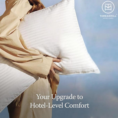 Threadmill Bed Pillows Queen Size Set of 2 | Soft Down Alternative Cooling Bed Pillow for Sleeping | Soft Pillows for Bed | 20x30 Hotel Pillow, Queen Pillows 2 Pack for Back, Stomach or Side Sleepers