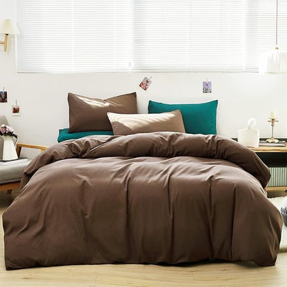 Cottonight Brown Comforter Set Twin Men Boys All Brown Bedding Comforter Set Dark Color Quilts Blanket 3 Piece Breathable Soft Comforter with 2 Pillowcases for Adults Teens Kids Twin Bed