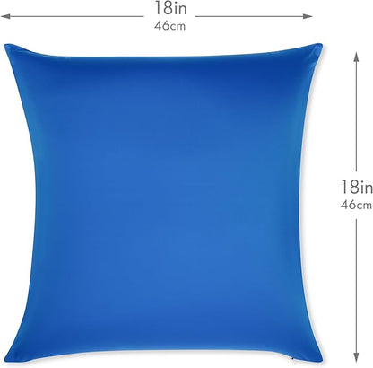PILLOWY 18" x 18" Throw Pillow - Yeal Blue: 1 PCS Luxurious Premium Microbead Pillow with 85/15 Nylon/Spandex Fabric. Forever Fluffy, Outstanding Beauty & Support. Silky, Soft & Beyond Comfortable