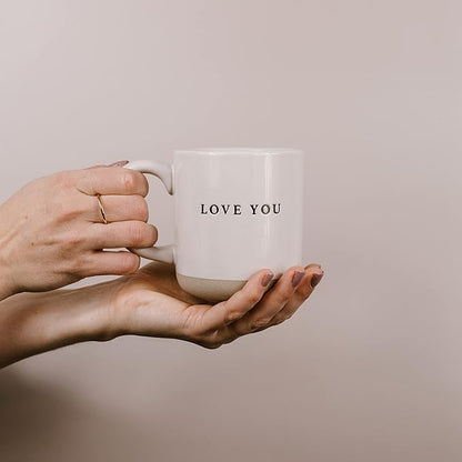 Sweet Water Decor Love You Stoneware Coffee Mugs - 14Oz Coffee Mugs for Hot & Cold Drinks - Cute Mugs Dishwasher & Microwave Safe - Valentines Gift Espresso Mugs - Ideal for Coffee & Tea Lovers