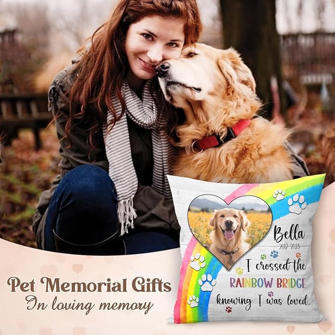 Custom Pet Memorial Throw Pillow (Insert Included), Photo Pillow, Pet Loss Gifts Sympathy Gifts For Pet, Pet Memorial Pillow Cover, Pillow Pet Dog, Dog Memorial Gifts For Loss Of Dog, Square Pillows