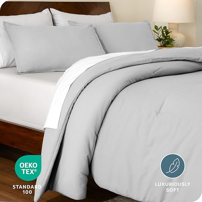 Bare Home Comforter Set - Full Size - Ultra-Soft - Goose Down Alternative - Premium 1800 Series - All Season Warmth Comforter (Full, Cloud Grey)