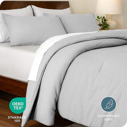 Bare Home Comforter Set - Oversized King - Ultra-Soft - Goose Down Alternative - Premium 1800 Series - All Season Warmth Comforter (Oversized King, Cloud Grey)