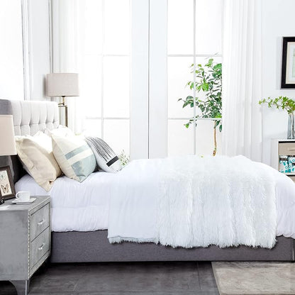 JONIYEAR Oversized Decorative Fluffy Faux Fur Throw Blanket Twin Size 60" x 71",Soft Large Luxury Lightweight Furry Blanket,Accent Cozy Shaggy Plush Thick Warm Fuzzy Blankets for Winter Bed Sofa,White