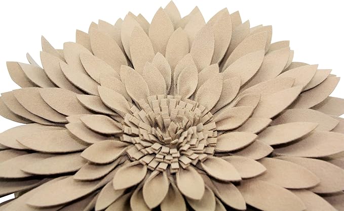 Contempo Lifestyles 3D Daisy & Sunflower Decorative Pillow - 14.5" Flower, 13" Pillow with Insert, Latte