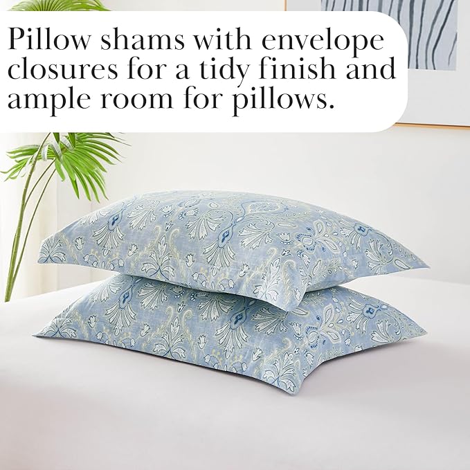 Southshore Fine Living, Inc. Paisley Grace Collection - Full/Queen Comforter Set, Premium Bedding, All-Season Down Alternative, Oversized 3-Piece Comforter Set, Full/Queen, Blue