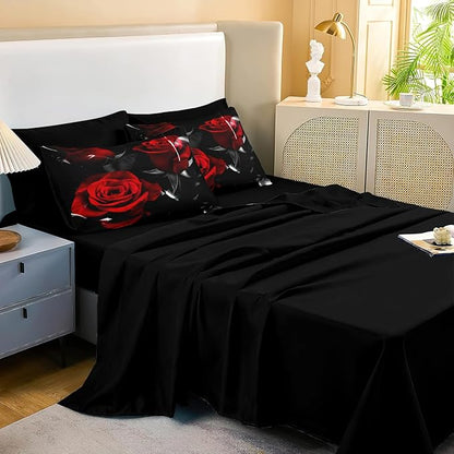MUGINYU Western Farmhouse Comforter Set Queen, 8 Pieces Bed in a Bag Blue Teal Orange Bull Skull Print Highland Cow Ethnic Tribal Arrow Southwestern Bedding Set (Rose Black, Queen)