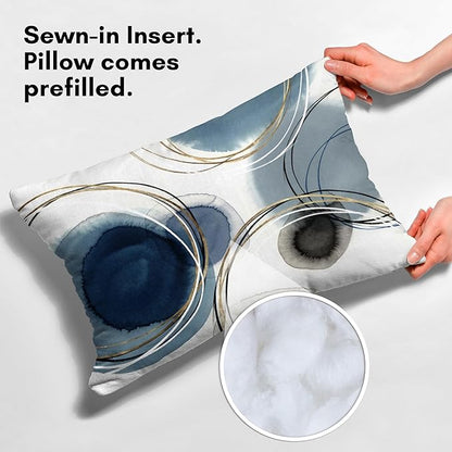 Americanflat 20x14 Throw Pillow with Sewn-in Insert - All-in-One Decorative Pillows - No Cover Needed - Soft and Durable Cushion for Bed or Sofa - Polyester - Blue, White, Black and Gold