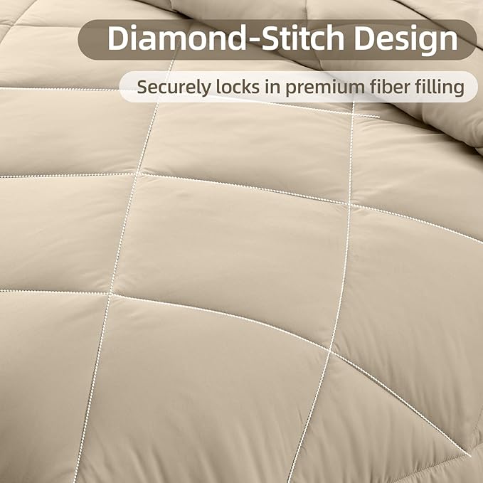 FUANNA 7 Pieces Full Size Comforter Sets, All Season Bedding Sets Full Size, Luxury Soft Bed in a Bag with Comforter, Flat Sheet, Fitted Sheet, Pillowcases & Pillow Shams, Oatmeal