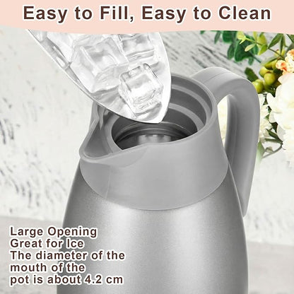Norme 2 Pcs Thermal Coffee Carafe Insulated Stainless Steel Coffee Carafe for Hot Liquid Vacuum Thermal Pot Creamer Pitcher Dispenser with Brushes Keeping Hot Water Milk(Gray,68 oz)